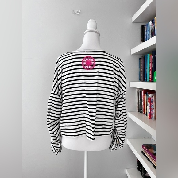 A.L.C. Madison Striped Long Sleeve Crop Top medium - Picture 4 of 12